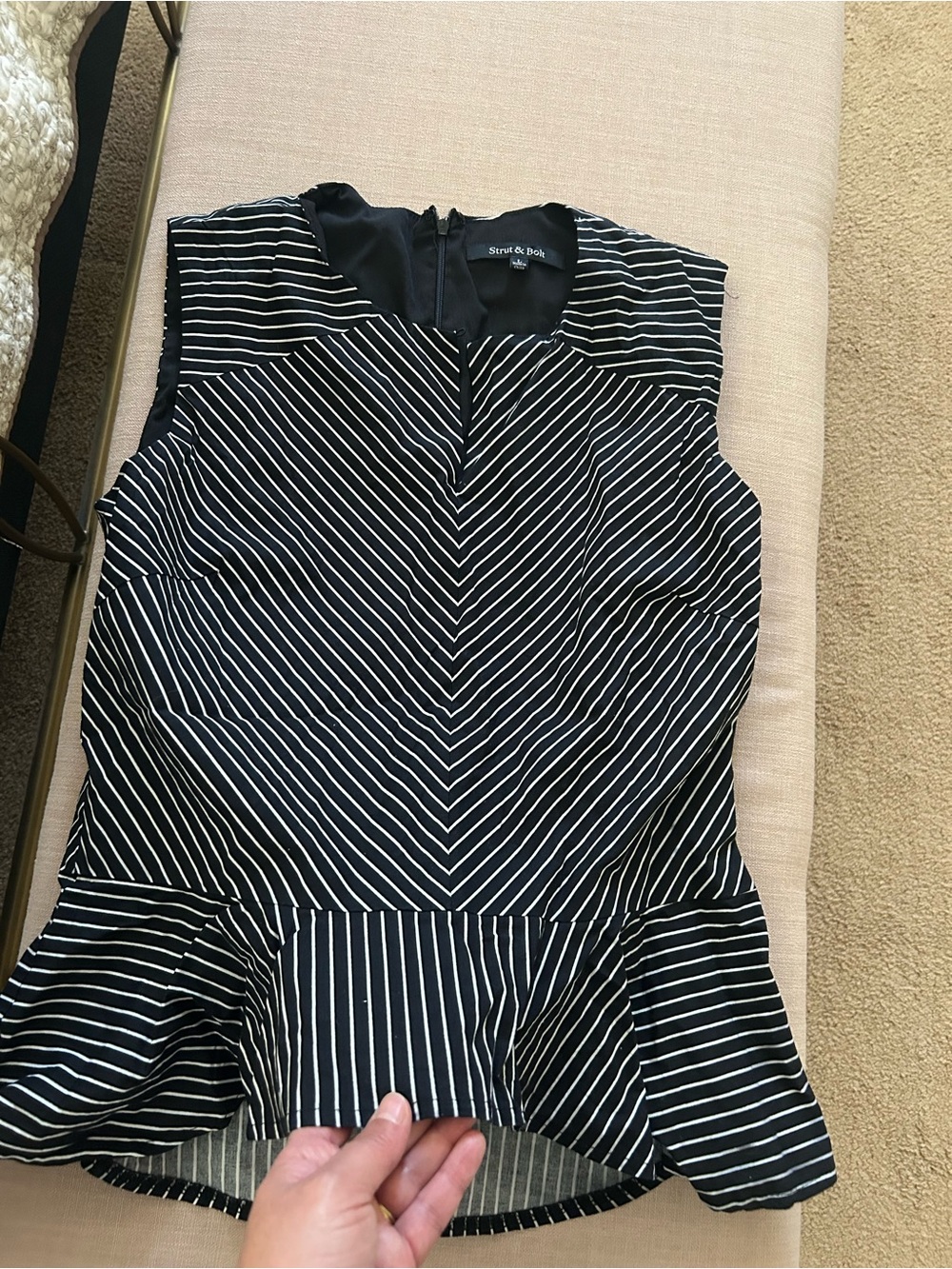 Striped Poplin Top in Black and White - Strut & Bolt